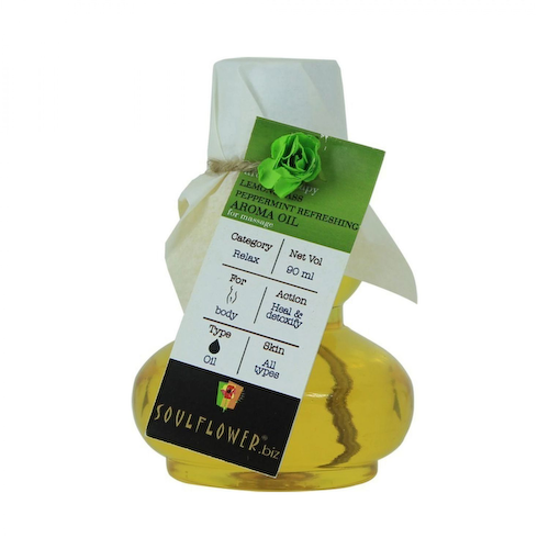 Освежающее ароматическое массажное масло Лемонграсс и Мята (90 мл), Lemongrass Peppermint Refreshing Aroma Massage Oil, произв. Soulflower #1
