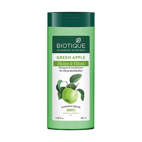 Шампунь-кондиционер с Зеленым яблоком (180 мл), Green Apple Shine &amp; Gloss Shampoo &amp; Conditioner, произв. Biotique #1