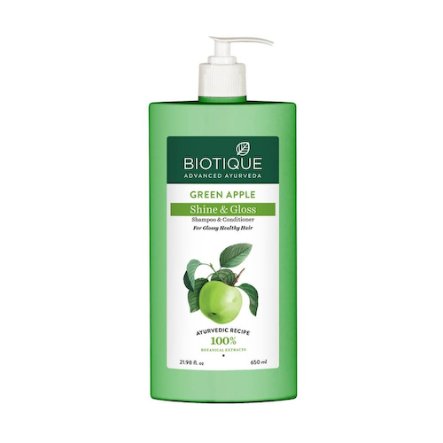 Шампунь-кондиционер с Зеленым яблоком (650 мл), Green Apple Shine &amp; Gloss Shampoo &amp; Conditioner, произв. Biotique #1