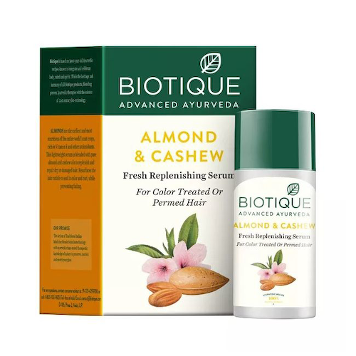 Восстанавливающая сыворотка для волос с Миндалем и Кешью (40 мл), Almond &amp; Cashew Fresh Replenishing Serum, произв. Biotique #1