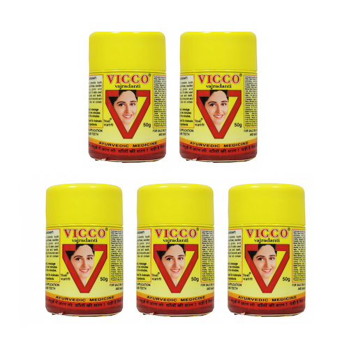 Набор аюрведического зубного порошка Ваджраданти (5 x 50 г), Vajradanti Tooth Powder Set, произв. Vicco #1