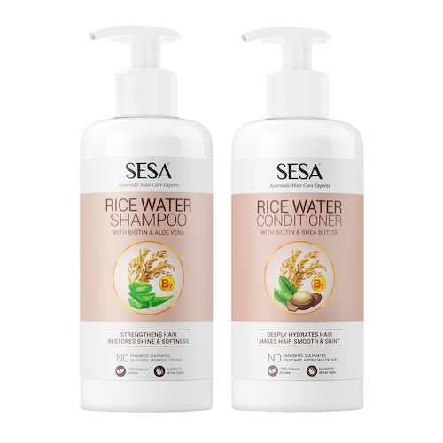 Набор для разглаживания волос (300 мл + 300 мл), Rice Water Hair Smoothening Set, произв. Sesa #1