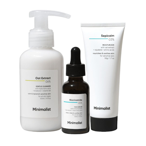 Набор для ухода за чувствительной кожей (120 мл + 30 мл + 50 г), Sensitive Skincare Kit Set, произв. Minimalist #1