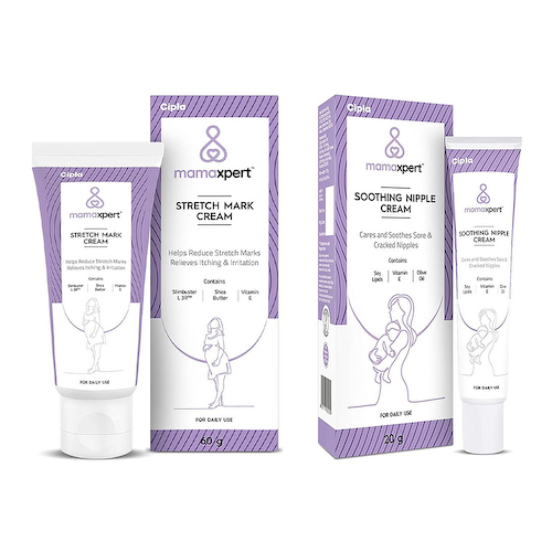 Набор для ухода за кожей и сосками (60 г + 20 г), Mamaxpert Stretch Mark Cream &amp; Soothing Nipple Cream Set, произв. Cipla #1