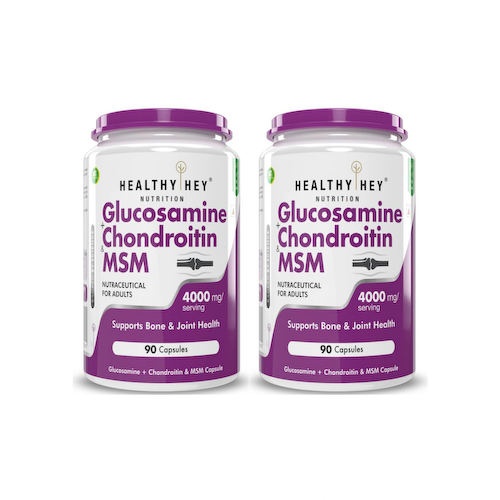Набор Глюкозамин + Хондроитин + МСМ (2 x 90 кап, 4000 мг), Glucosamine + Chondroitin &amp; MSM Set, произв. HealthyHey #1