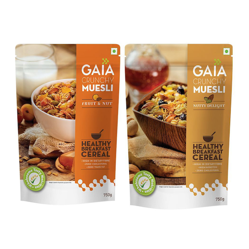 Набор хрустящих мюсли с фруктами и орехами (2 x 750 г), Crunchy Muesli Fruit &amp; Nut and Nutty Delight Set, произв. Gaia #1