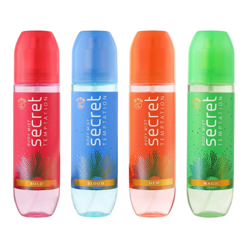 Набор мистов для тела (4 x 120 мл), Body Mist Bold, Bloom, Dew and Magic Set, произв. Secret Temptation #1