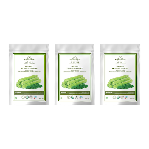 Набор Органический порошок Моринги (3 x 100 г), Organic Moringa Powder Set, произв. Aryan #1