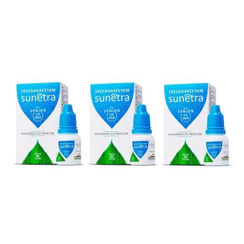 Набор Сунетра: глазные капли 60+ (3 x 10 мл), Sunetra Senior Eyedrop (Above 60 years) Set, произв. Sreedhareeyam #1