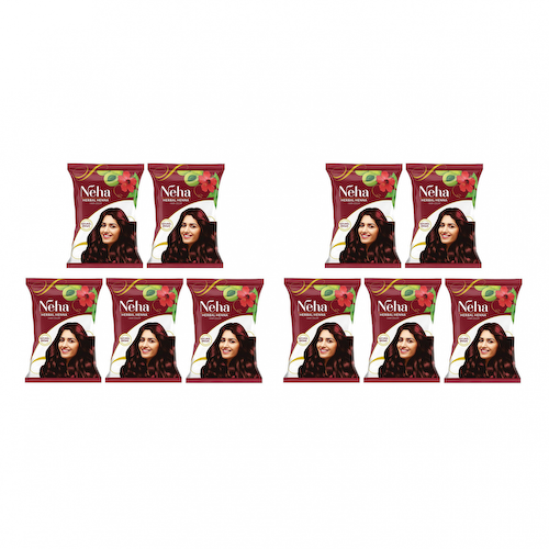 Набор Травяная хна для волос: Натуральный коричневый (10 x 15 г), Herbal Henna Hair Color Natural Brown Set, произв. Neha Herbal #1