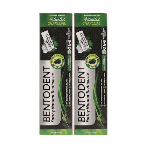 Натуральная зубная паста с Мятой и Активированным углем (2 x 100 г), Earthy Natural Toothpaste Mint with Activated Charcoal, произв. Bentodent #1