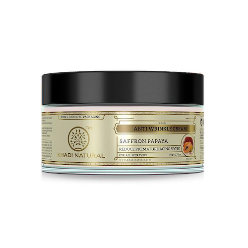 Натуральный крем для лица от морщин c Шафраном и Папайей (50 г), Saffron and Papaya Herbal Anti Wrinkle Cream, произв. Khadi Natural #1