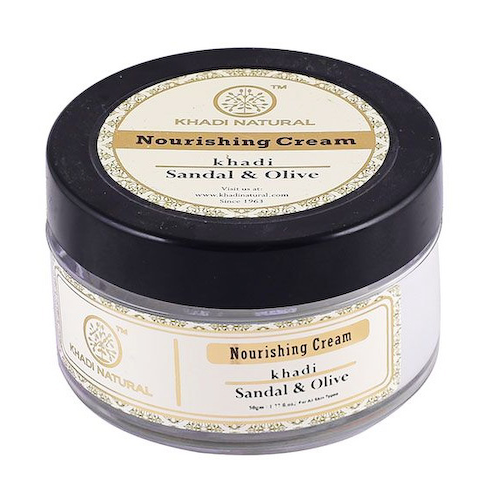 Натуральный питательный крем для лица с Сандалом и Оливой (50 мл), Sandal and Olive Herbal Nourishing Cream, произв. Khadi Natural #1