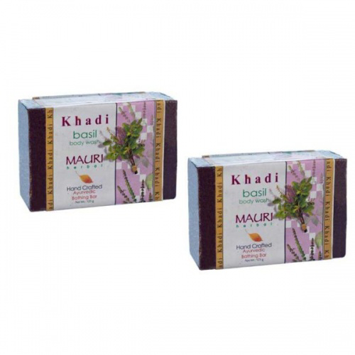Мыло ручной работы с Базиликом (Туласи) (125 г), Basil (Tulsi) Body Wash, произв. Khadi Mauri #1