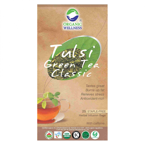 Классический зелёный чай с Тулси (25 пак, 1.55 г), Real Tulsi Green Tea Classic, произв. Organic Wellness #1
