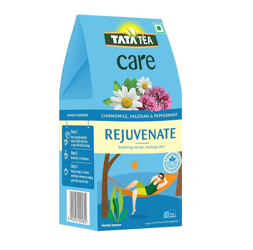 Омолаживающий Зеленый чай с Ромашкой, Валерианой и Мятой (25 пак), Rejuvenate Green Tea with Chamomile, Valerian &amp; Peppermint, произв. Tata Tea #1