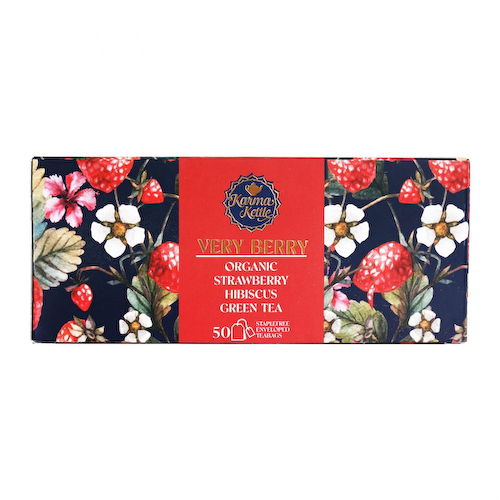 Органический зеленый чай с Клубникой и Гибискусом (50 пак, 2 г), Very Berry Tea, произв. Karma Kettle #1