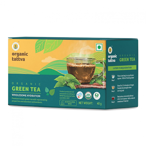 Зеленый чай Ассам (20 пак, 2 г), Organic Green Tea, произв. Organic Tattva #1