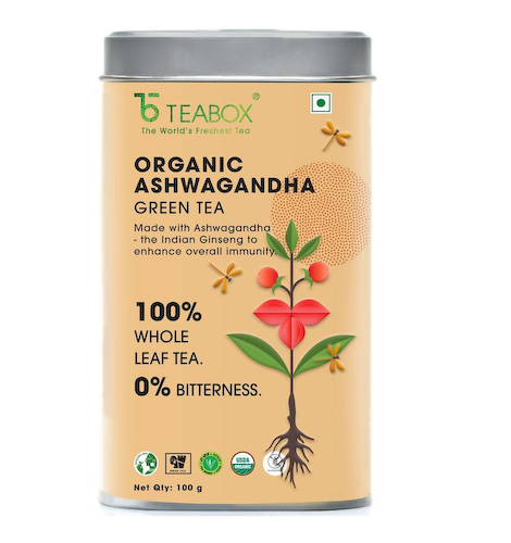 Зеленый чай с Ашвагандой (100 г), Organic Ashwagandha Green Tea, произв. Teabox #1