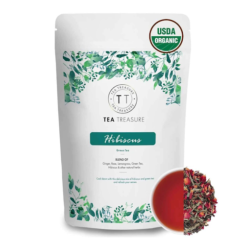Зеленый чай с Гибискусом (100 г), Hibiscus Green Tea, произв. Tea Treasure #1