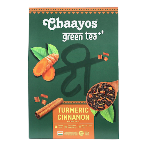Зеленый чай с Куркумой и Корицей (100 г), Turmeric Cinnamon Green Tea, произв. Chaayos #1