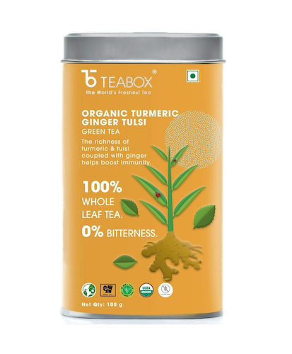 Зеленый чай с Куркумой и Имбирем (100 г), Turmeric Ginger Tulsi Green Tea, произв. Teabox #1