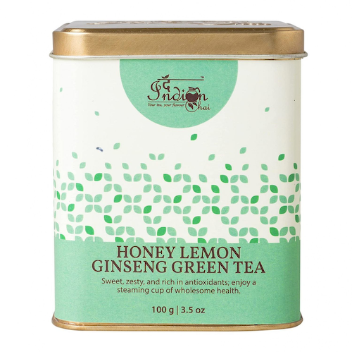 Зеленый чай с Медом, Лимоном и Женьшенем (100 г), Honey Lemon Ginseng Green Tea, произв. Indian Chai #1