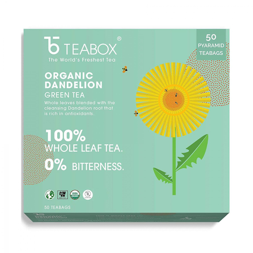 Зеленый чай с Одуванчиком (50 пак), Organic Dandelion Green Tea, произв. Teabox #1