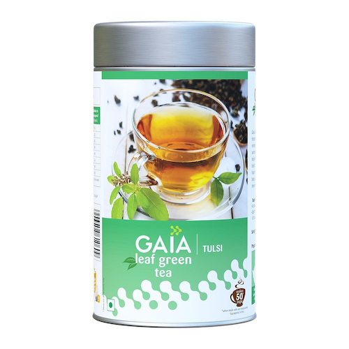 Зеленый чай с Тулси (100 г), Leaf Green Tea Tulsi, произв. Gaia #1