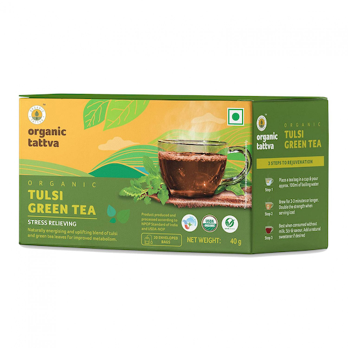Зеленый чай с Тулси (20 пак, 2 г), Organic Tulsi Green Tea, произв. Organic Tattva #1