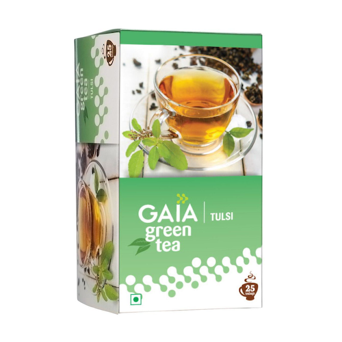 Зеленый чай с Тулси (25 пак, 2 г), Green Tea Tulsi, произв. Gaia #1
