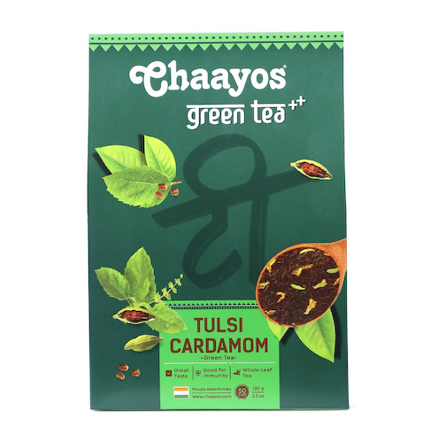 Зеленый чай с Тулси и Кардамоном (100 г), Tulsi Cardamom Green Tea, произв. Chaayos #1