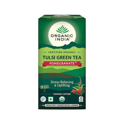 Зеленый чай с Тулси и Гранатом (25 пак, 2 г), Tulsi Green Tea Pomegranate, произв. Organic India #1