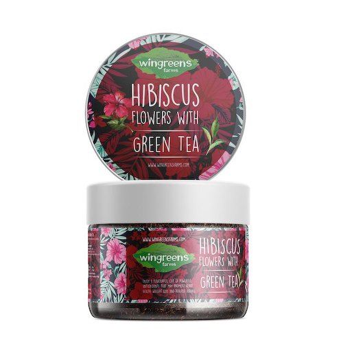 Зелёный чай с Гибискусом (60 г), Hibiscus Flowers with Green Tea, произв. Wingreens Farms #1