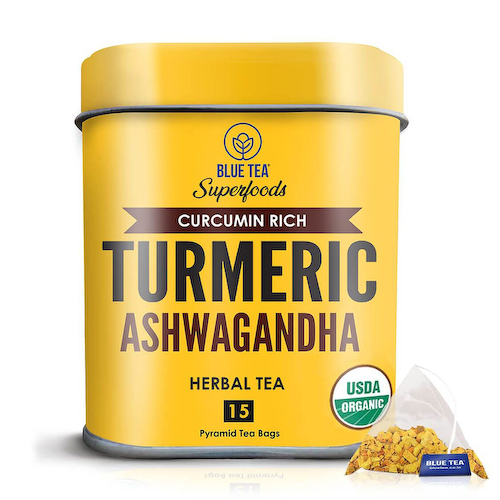 Чай из Куркумы и Ашваганды (15 пак, 2,5 г), Turmeric Ashwagandha Herbal Tea, произв. Blue Tea #1