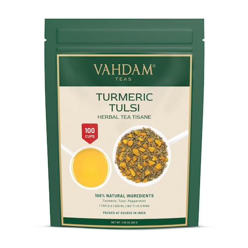 Чай из Куркумы и Тулси (100 г), Turmeric Tulsi Herbal Tea Tisane, произв. VAHDAM #1
