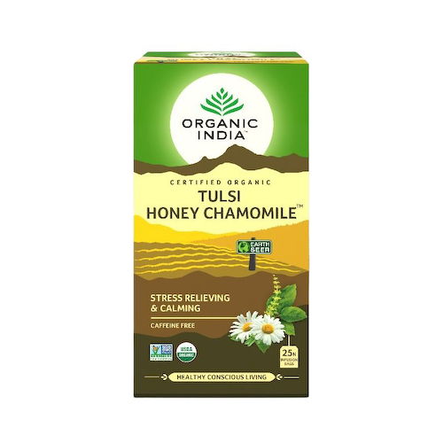 Чай с Тулси, Медом и Ромашкой (25 пак, 1,74 г), Tulsi Honey Chamomile, произв. Organic India #1
