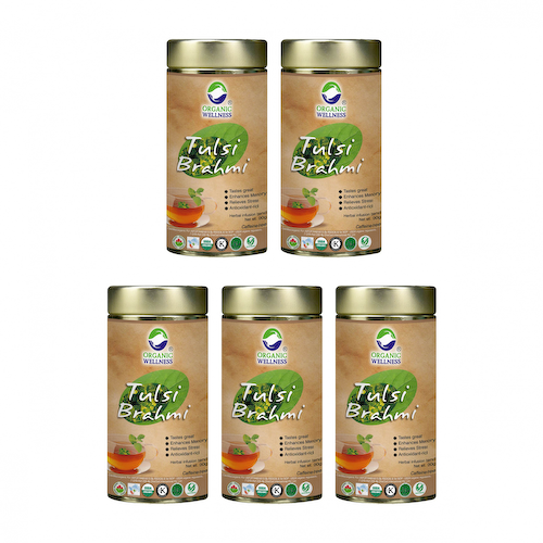 Набор чая с Тулси и Брахми (5 x 100 г), Tulsi Brahmi Tea Set, произв. Organic Wellness #1