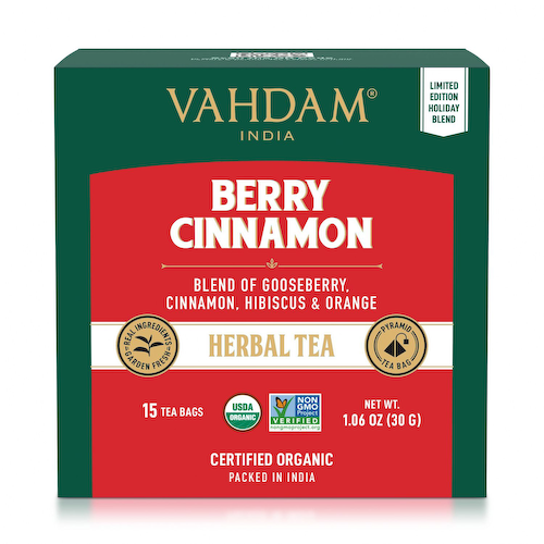 Ягодный чай с Корицей (15 пак, 2 г), Berry Cinnamon Herbal Tea, произв. VAHDAM #1
