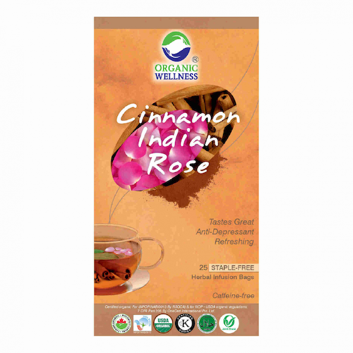 Чай с Корицей и Индийской розой (25 пак, 1.30 г), Cinnamon Indian Rose Tea, произв. Organic Wellness #1