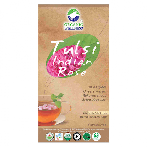 Чай с Тулси и Индийской розой (25 пак, 1.55 г), Tulsi Indian Rose Tea, произв. Organic Wellness #1