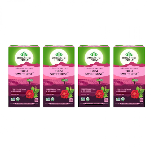 Набор Чай с Тулси и Розой (4 x 25 пак, 1,6 г), Tulsi Sweet Rose Set, произв. Organic India #1