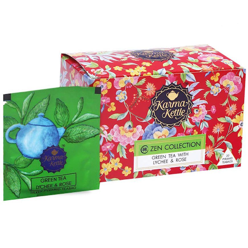 Зеленый чай с Личи и Розой (20 пак, 2 г), Green Tea with Lychee &amp; Rose, произв. Karma Kettle #1