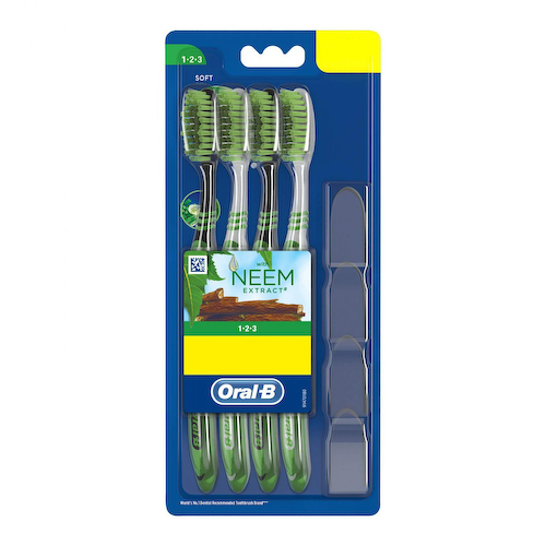Набор мягких зубных щеток с экстрактом Нима (4 шт), Toothbrush Soft with Neem Extract Set, произв. Oral-B #1
