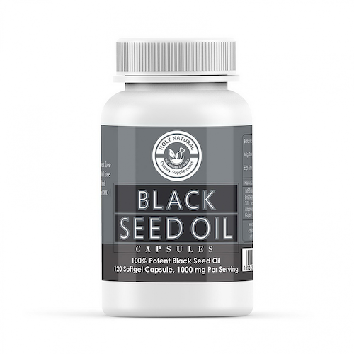 Масло семян черного тмина (120 кап, 1000 мг), Black Seed Oil Capsules, произв. Holy Natural #1