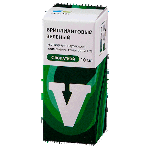 Бриллиантовый зеленый 1% раствор для наружного применения спиртовой с лопаткой 10 мл #1