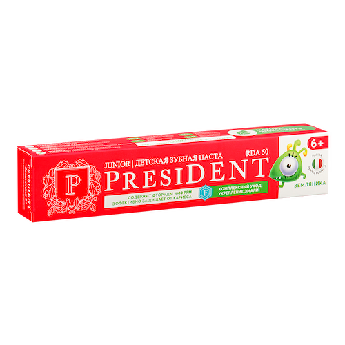 PresiDENT Зубная паста с фтором для детей с 6 лет Земляника 70 г #1