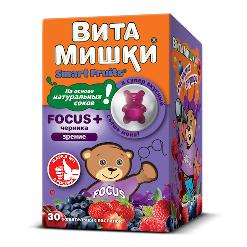 ВитаМишки Фокус+ Черника пастилки жевательные 30 шт #1
