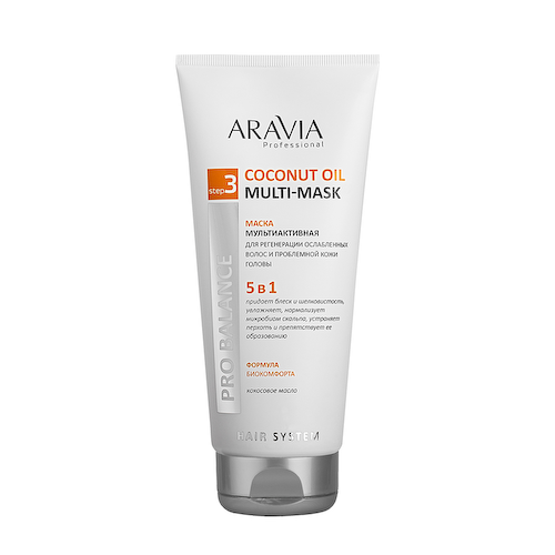 ARAVIA Professional Маска мультиактивная 5 в 1 для регенерации ослабленных волос и проблемной кожи головы / Coconut Oil Multi-Mask 200 мл #1