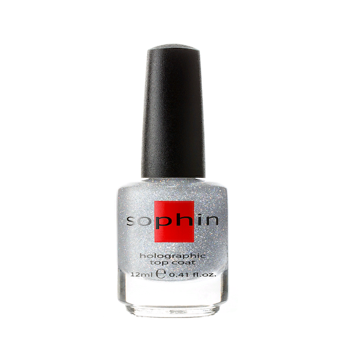 SOPHIN Покрытие верхнее с голографическими частицами, серебро / TOP COAT GOLOGRAPHIC SILVER 12 мл #1